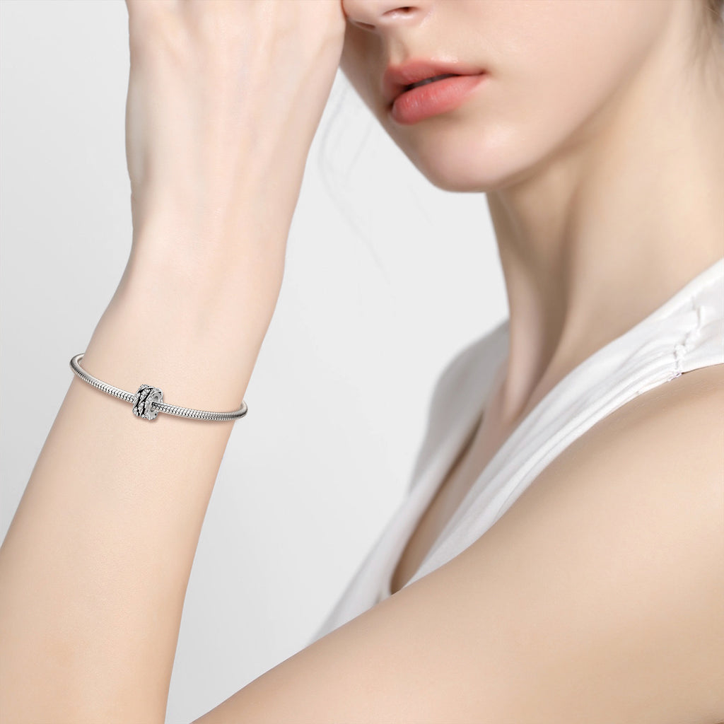 Shiteng Man Beads S925 Sterling Silver Oxide Ring Simple Bracelet Necklace Diy Accessories