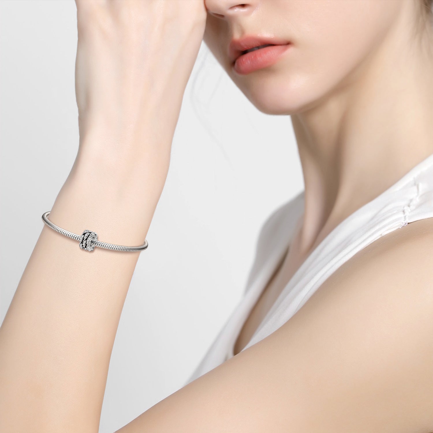 Shiteng Man Beads S925 Sterling Silver Oxide Ring Simple Bracelet Necklace Diy Accessories